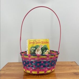 Vintage 90s Pastel Woven Easter Basket